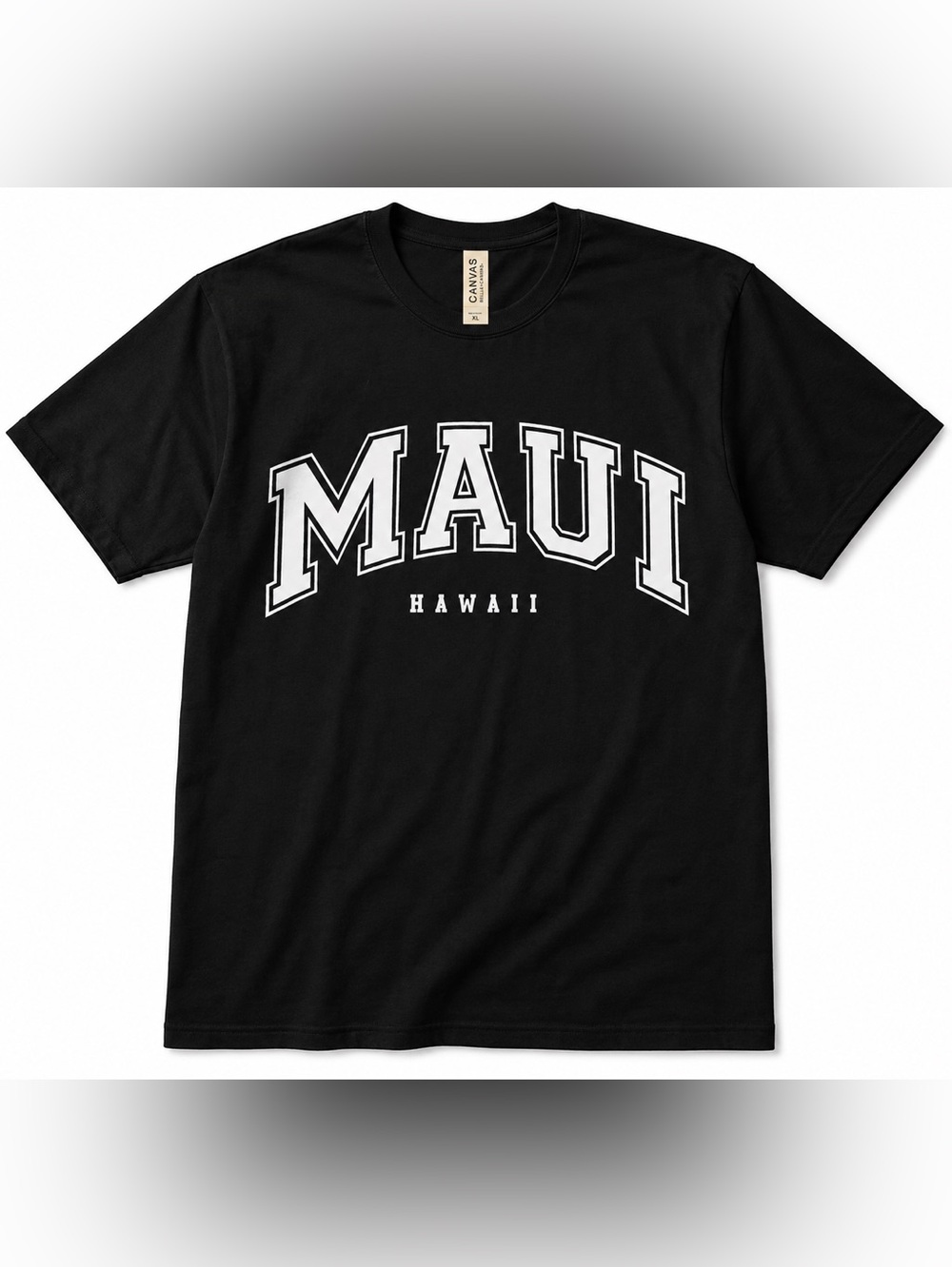 MAUI Hawaii T-shirt. NWT. Bella-Canvas Unisex XL. Black with White logos.